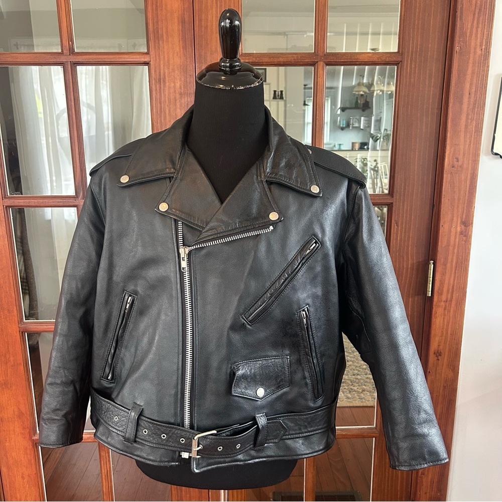Vintage Womans Park V Motorcycle Leather Jacket Size 52